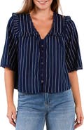 Billy T Juliet Lace & Ruffle Cotton Blend Top