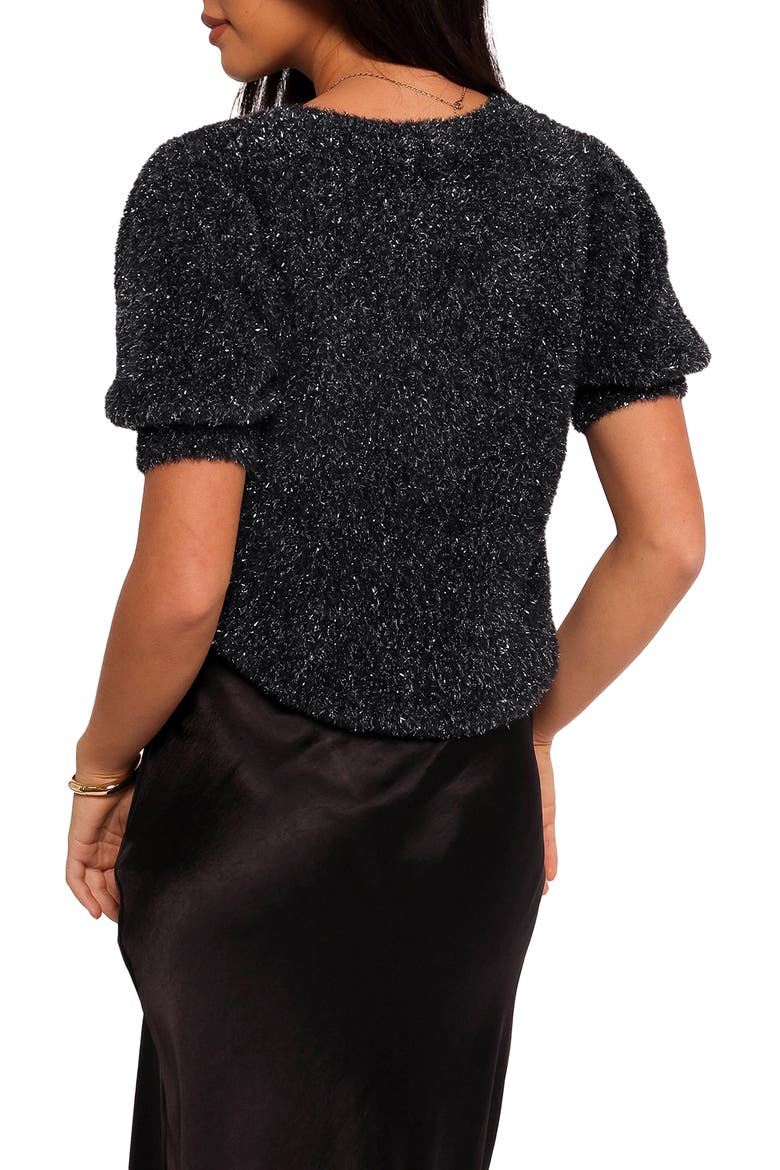 Reba Fuzzy Sparkle Short Sleeve Sweater, Alternate, color, NAVY