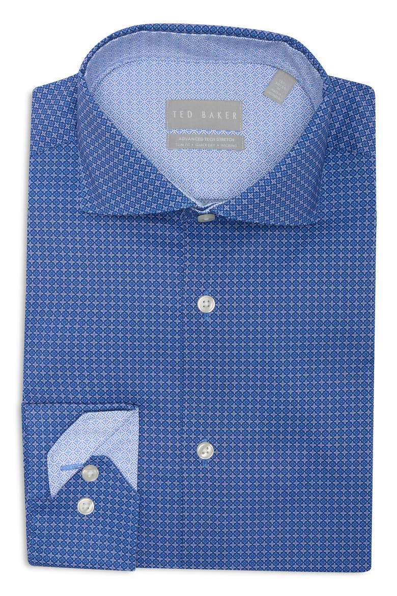 Advanced Tech Stretch Slim Fit Button-Up Shirt, Main, color, DENIM