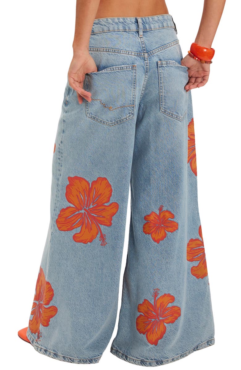 Free People Palisades Flower Power Wide Leg Jeans, Alternate, color,
