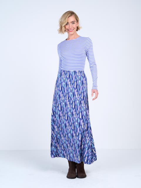 High Waisted Printed Maxi Skirt