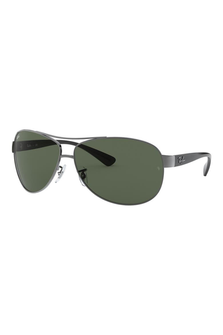 63mm Overzise Pilot Sunglasses, Alternate, color, GUNMETAL GREEN