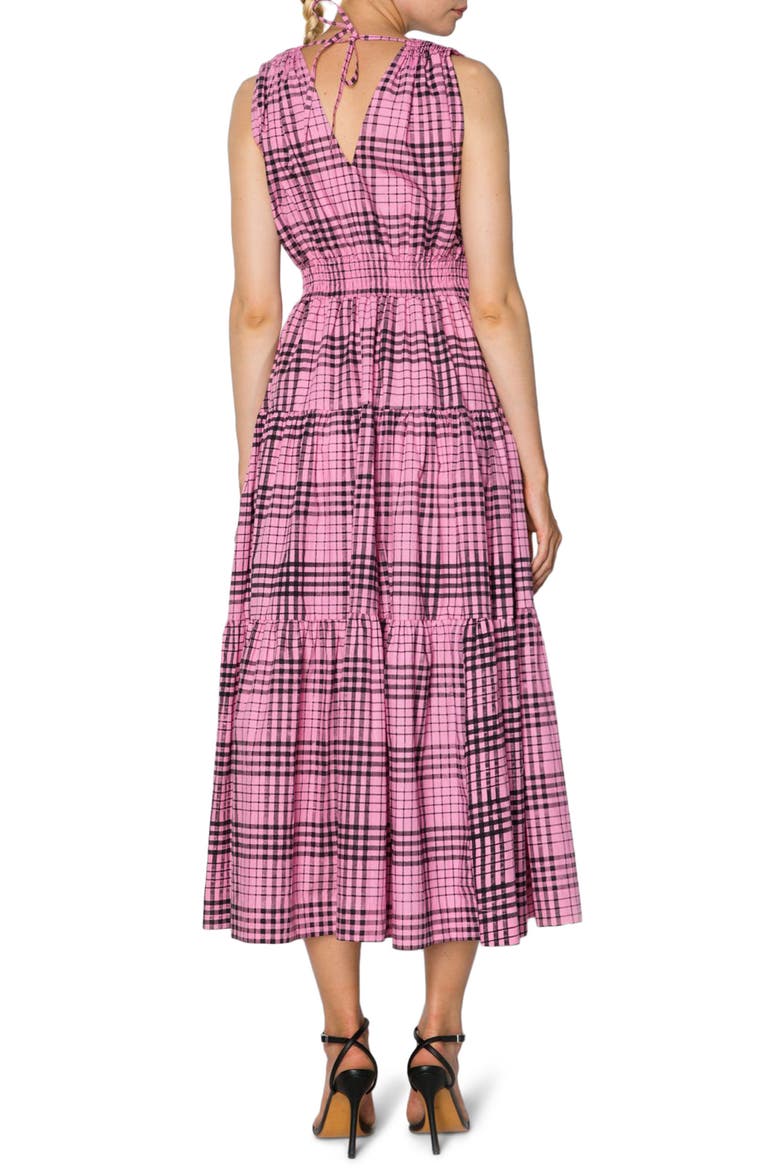 Kinetic Floss Check Tiered Midi Dress, Alternate, color, KINETIC FLOSS