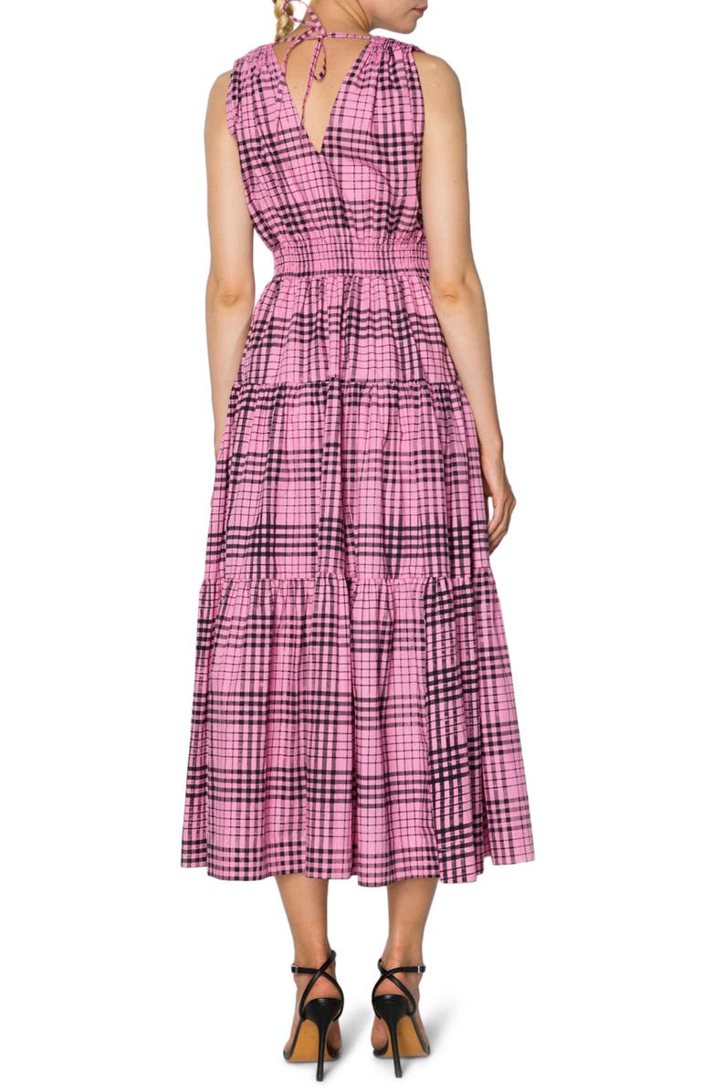 S/W/F Kinetic Floss Check Tiered Midi Dress, Alternate, color,