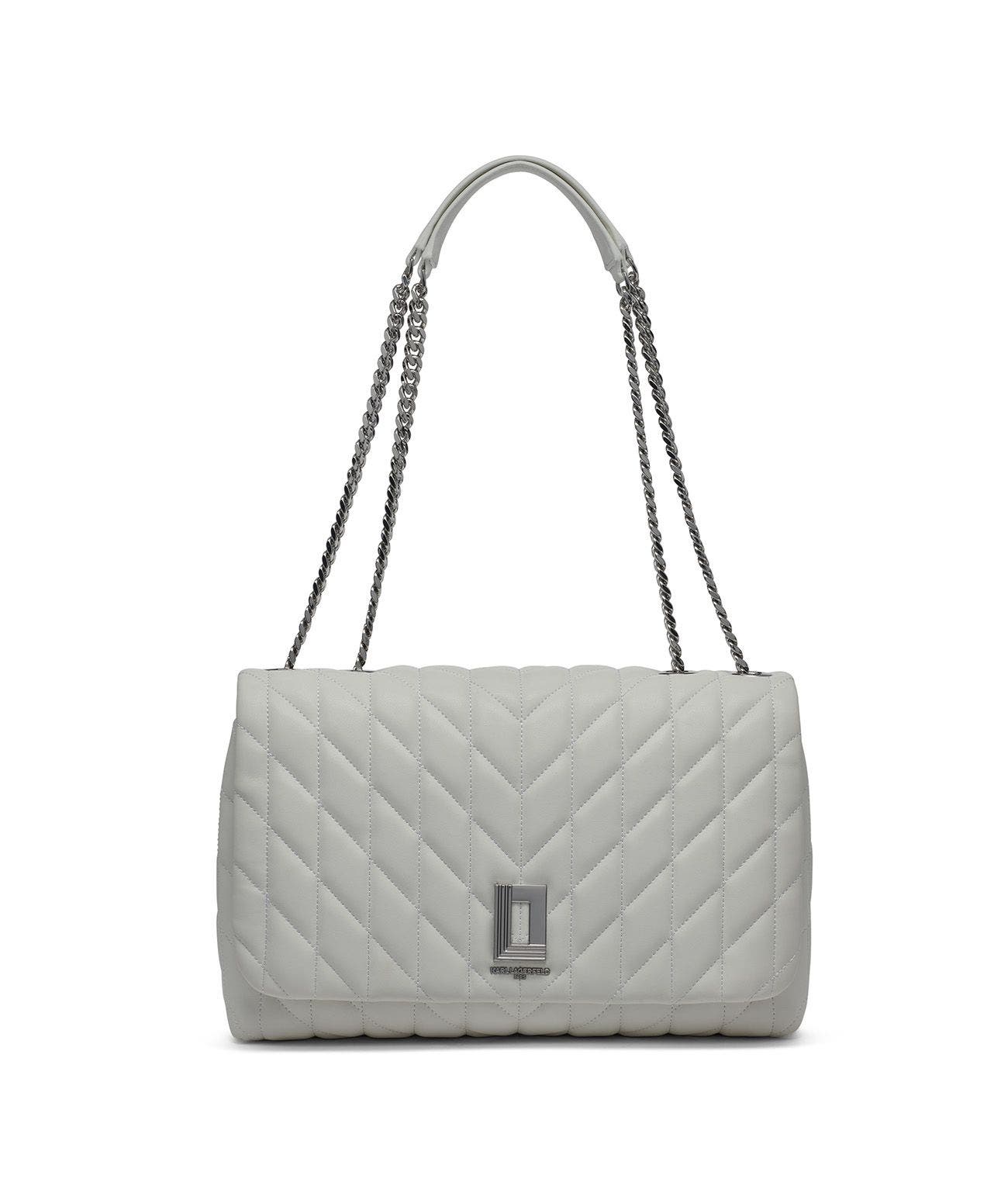 KARL LAGERFELD PARIS Lafayette Shoulder, Main, color, Winter White/Silver