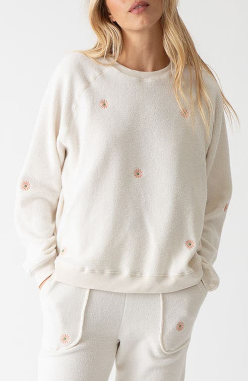 Electric & Rose Daisy Embellished Fleece Sweatshirt in Ivory 