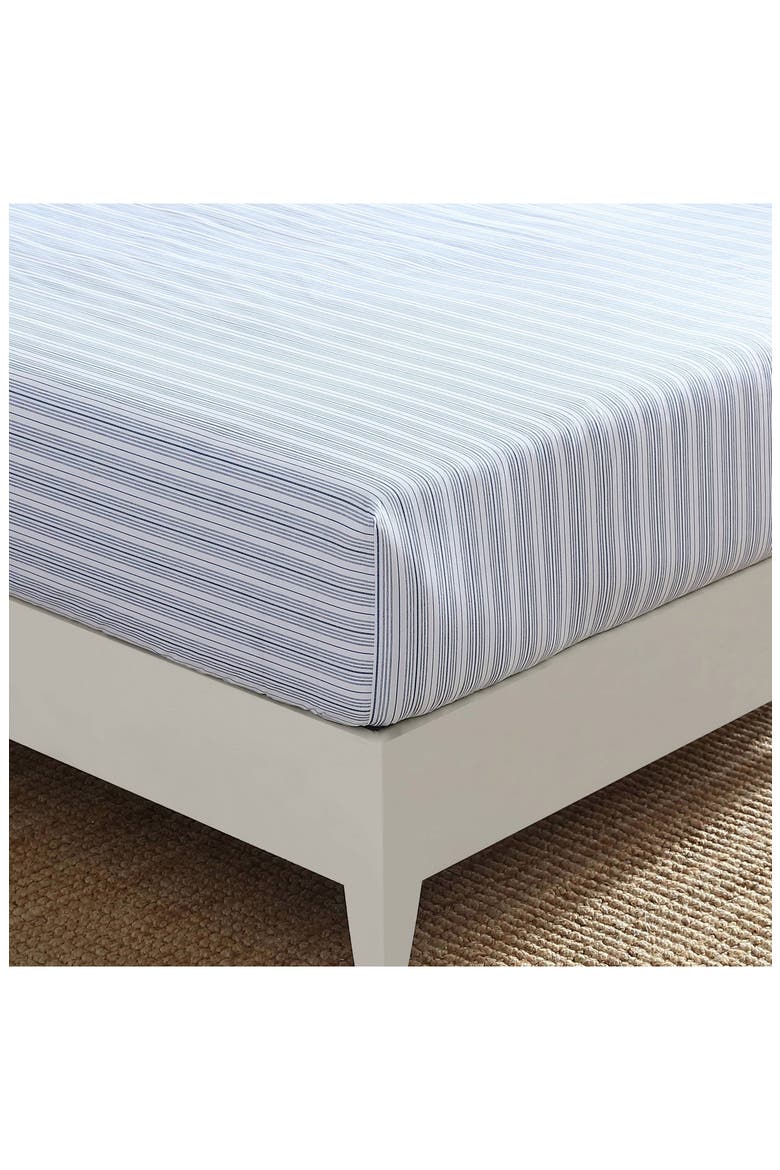 Beaux Stripe Percale Cotton Fitted Sheet, Alternate, color, DARK BLUE