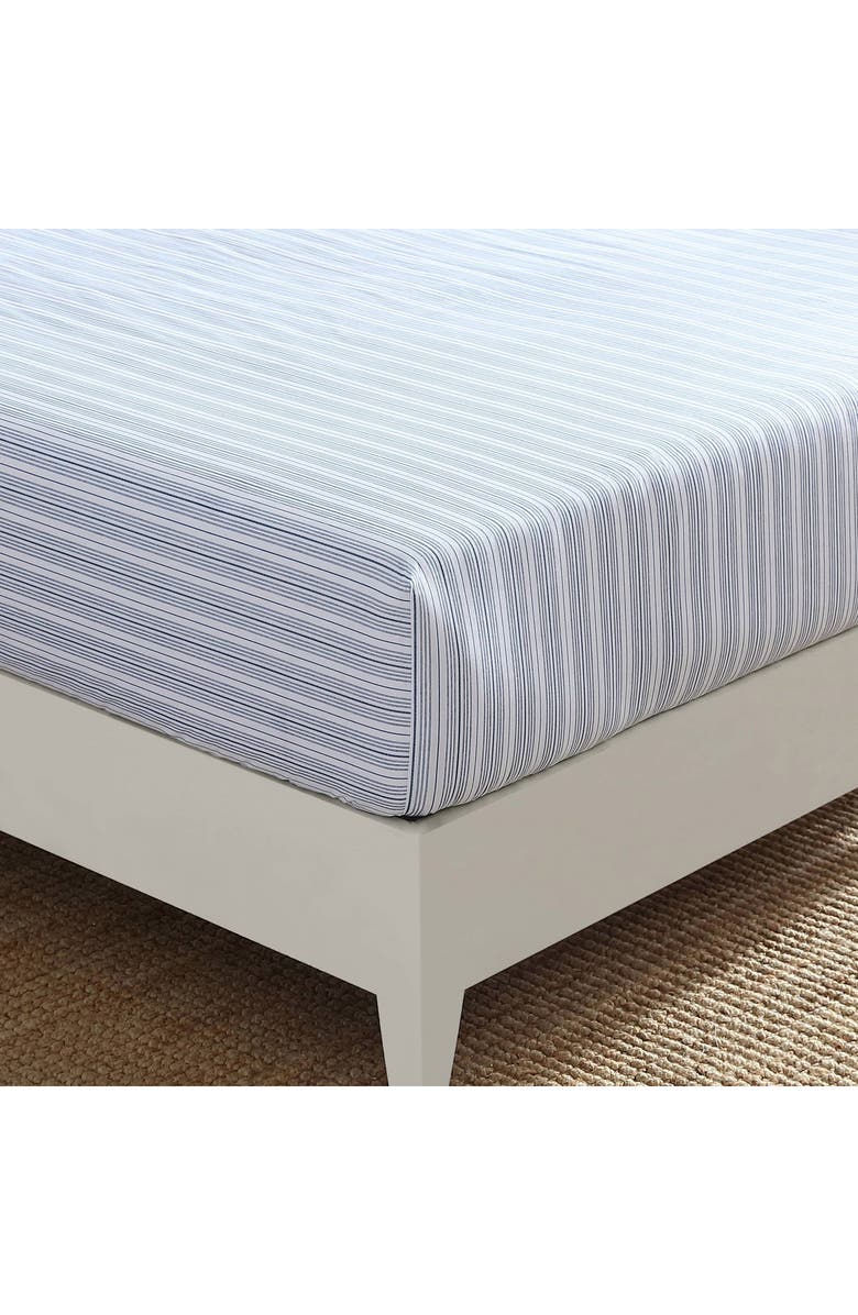 Nautica Beaux Stripe Percale Cotton Fitted Sheet, Alternate, color, Dark Blue
