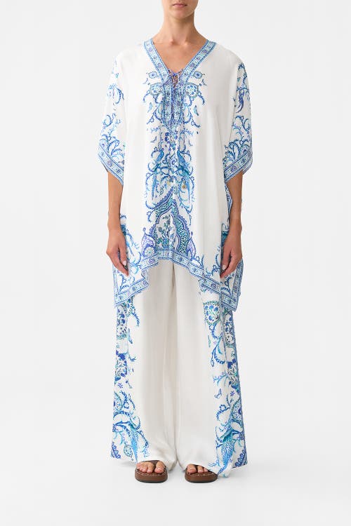 Camilla Short Lace Up Kaftan Isnik Lullaby In White
