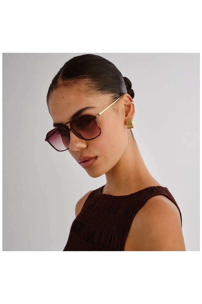 Cusp 55mm Aviator Sunglasses, Alternate, color, DARK TORT / GOLD / DARK BROWN