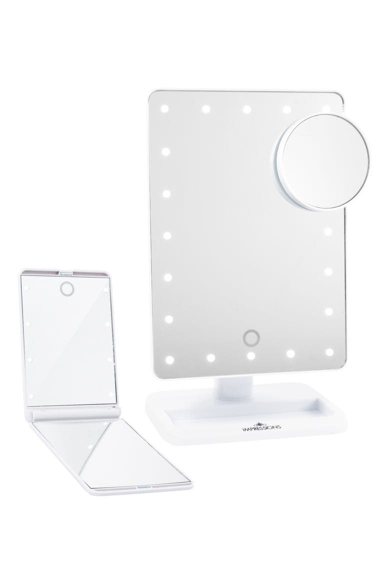 Touch XL Dimmable LED Makeup Mirror with Removable 5x Mirror & Compact Mirror, Main, color, WHITE