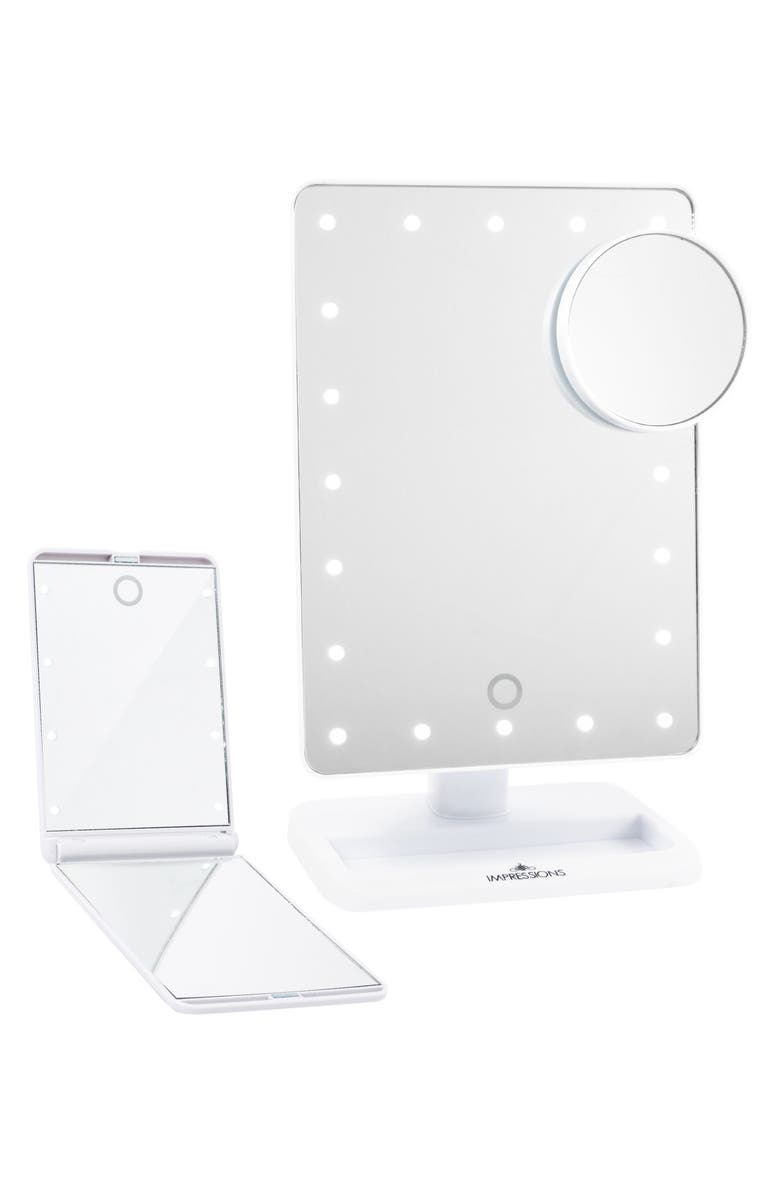 Impressions Vanity Co. Touch XL Dimmable LED Makeup Mirror with Removable 5x Mirror & Compact Mirror, Main, color,