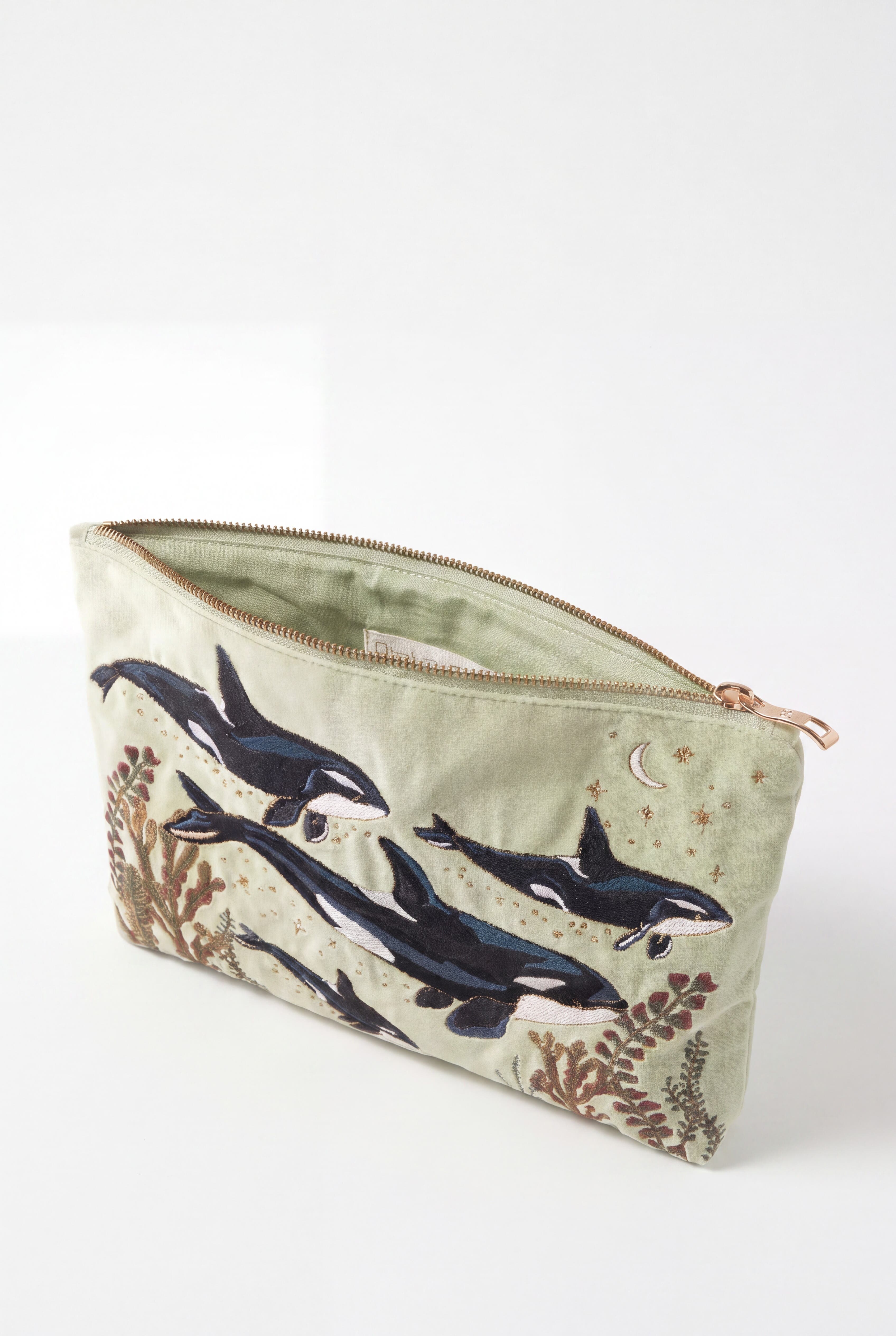 Wild Orcas Everyday Pouch, Alternate, color, Celadon