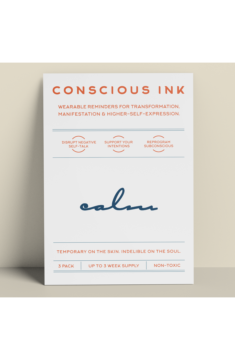 Conscious Ink Calm Eucalyptus + Cedar Manifestation Candle + Ink, Alternate, color, White