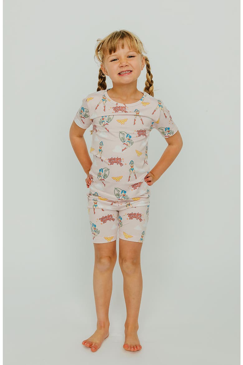 Wonder Woman Fitted Two-Piece Short Pajamas, Alternate, color, WONDER WOMAN