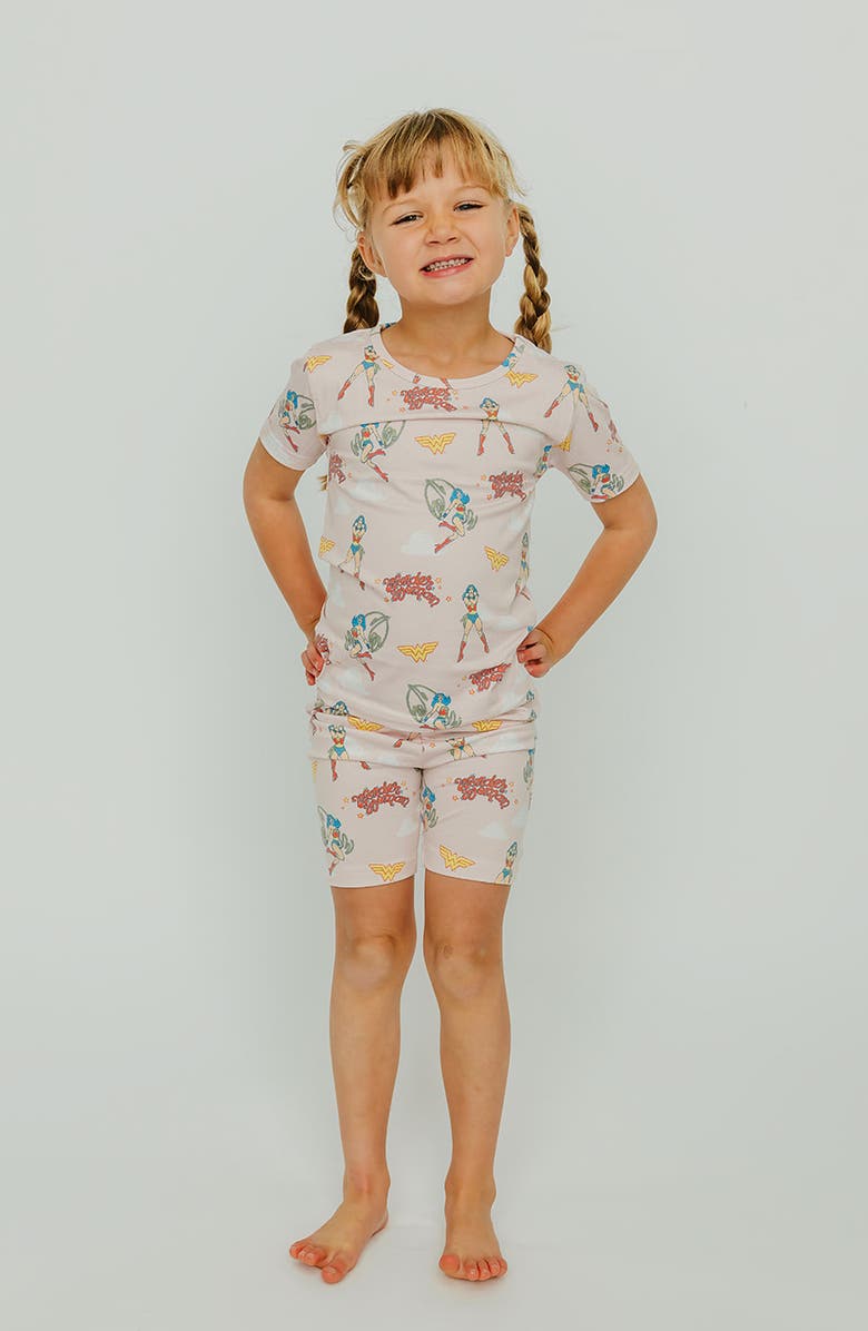 Copper Pearl Wonder Woman Fitted Two-Piece Short Pajamas, Alternate, color, Wonder Woman