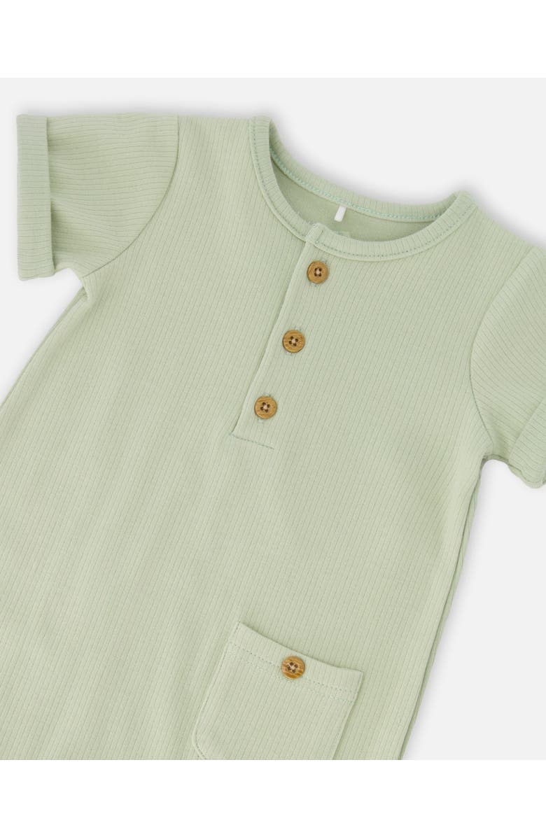 Deux par Deux Cotton Rib Short Sleeves Romper, Alternate, color, Sage Green