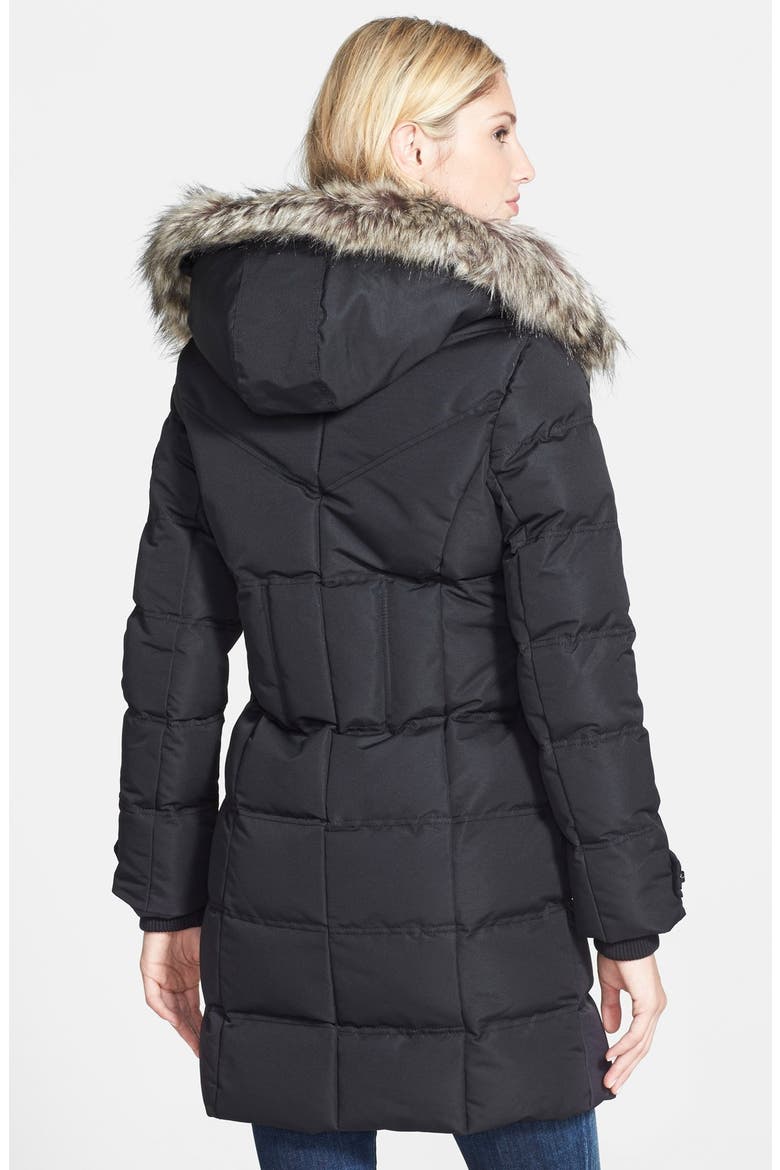 Full Length Parka with Faux Fur Trim, Alternate, color, BLACK