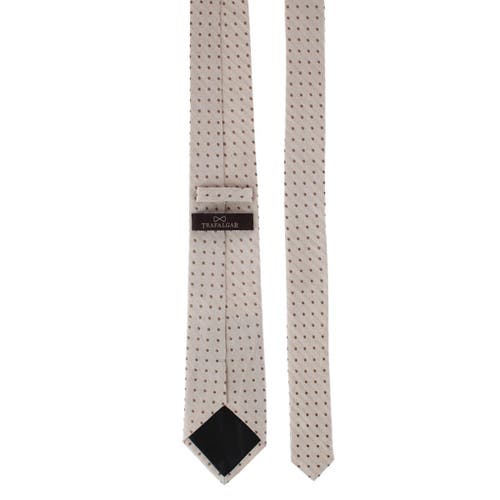 Trafalgar Ignacio Linen Blend Polka Dot Vertical Slant Lined Business Necktie In Neutral