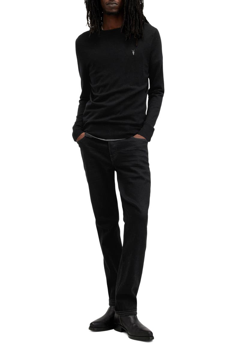 Mode Merino Wool Crewneck Sweater, Alternate, color, BLACK