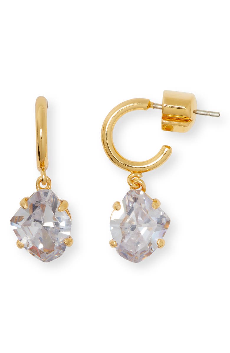 Kate Spade New York treasure trove cubic zirconia drop huggie hoop earrings, Main, color, 
