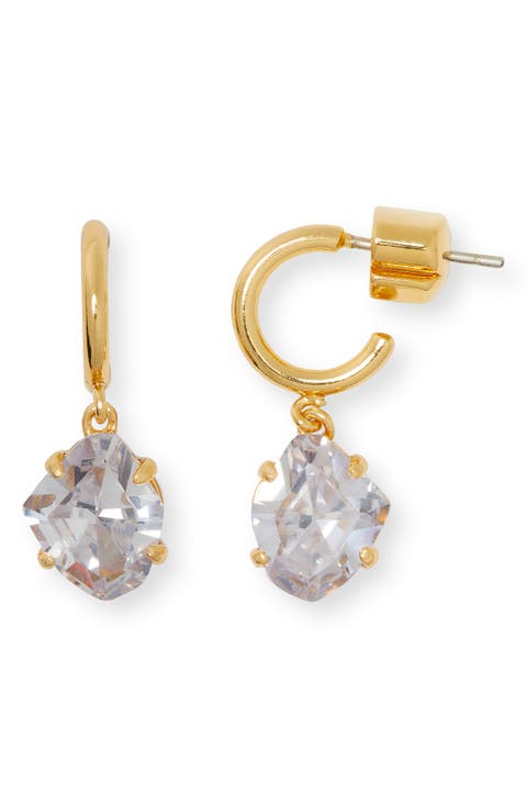 treasure trove cubic zirconia drop huggie hoop earrings