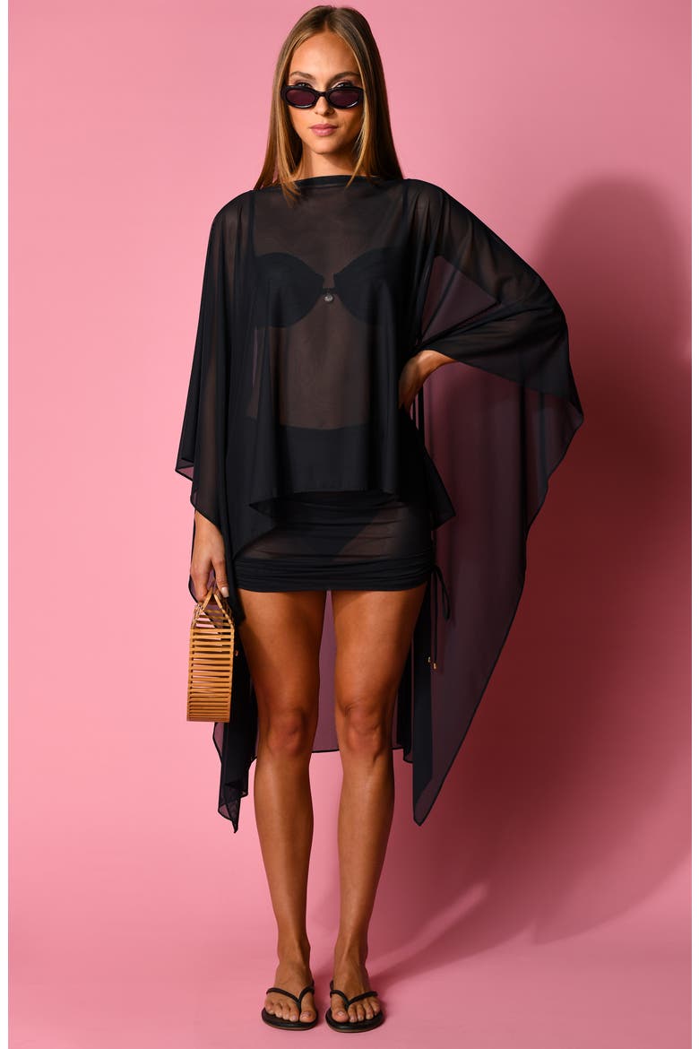 Maximal Mesh Cover-Up Top, Alternate, color, BLACK