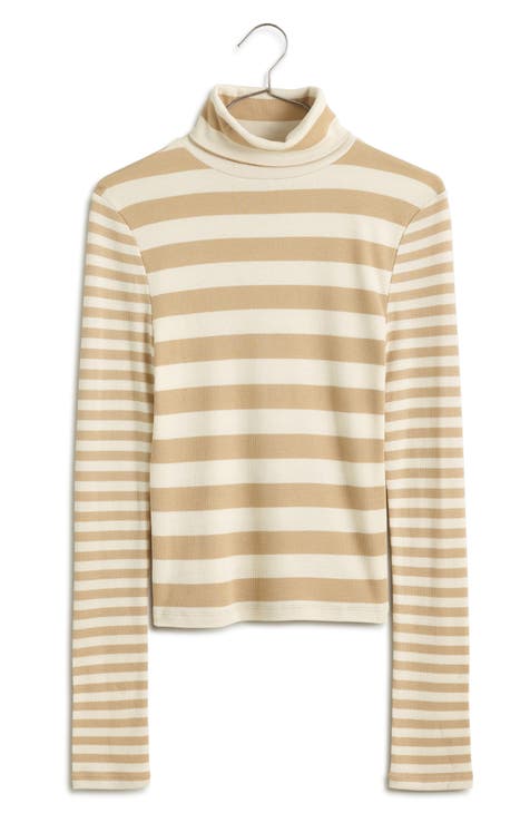 Stripe Rib Crop Turtleneck