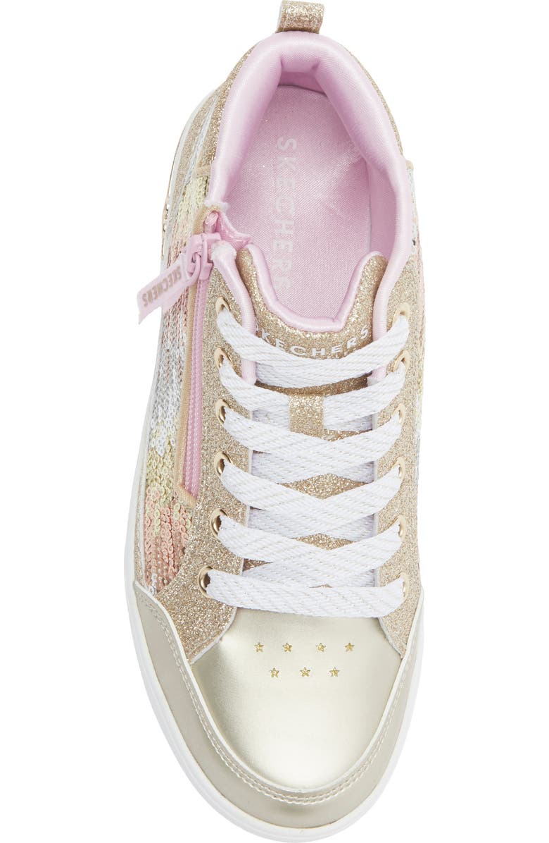 SKECHERS Kids' Shoutouts 2.0 Glitter High Top Sneaker, Alternate, color, Gold