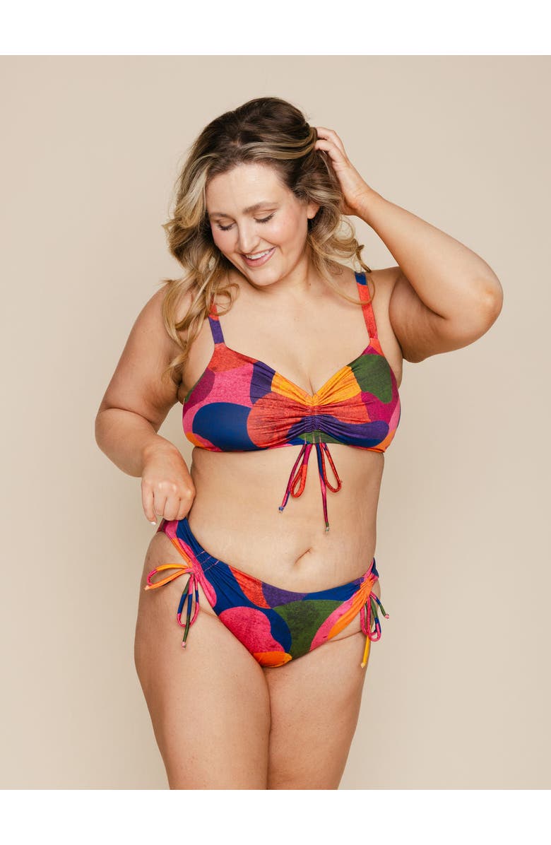 Kitty and Vibe Ruched Tie Bikini Top, Alternate, color, Isla