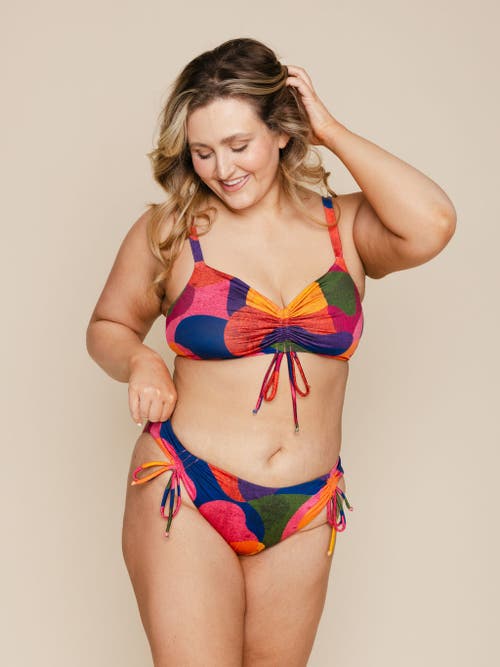 Kitty And Vibe Ruched Tie Bikini Top In Isla
