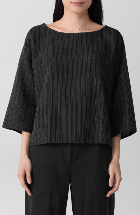 Stripe Organic Cotton Blend Top (Regular & Petite)