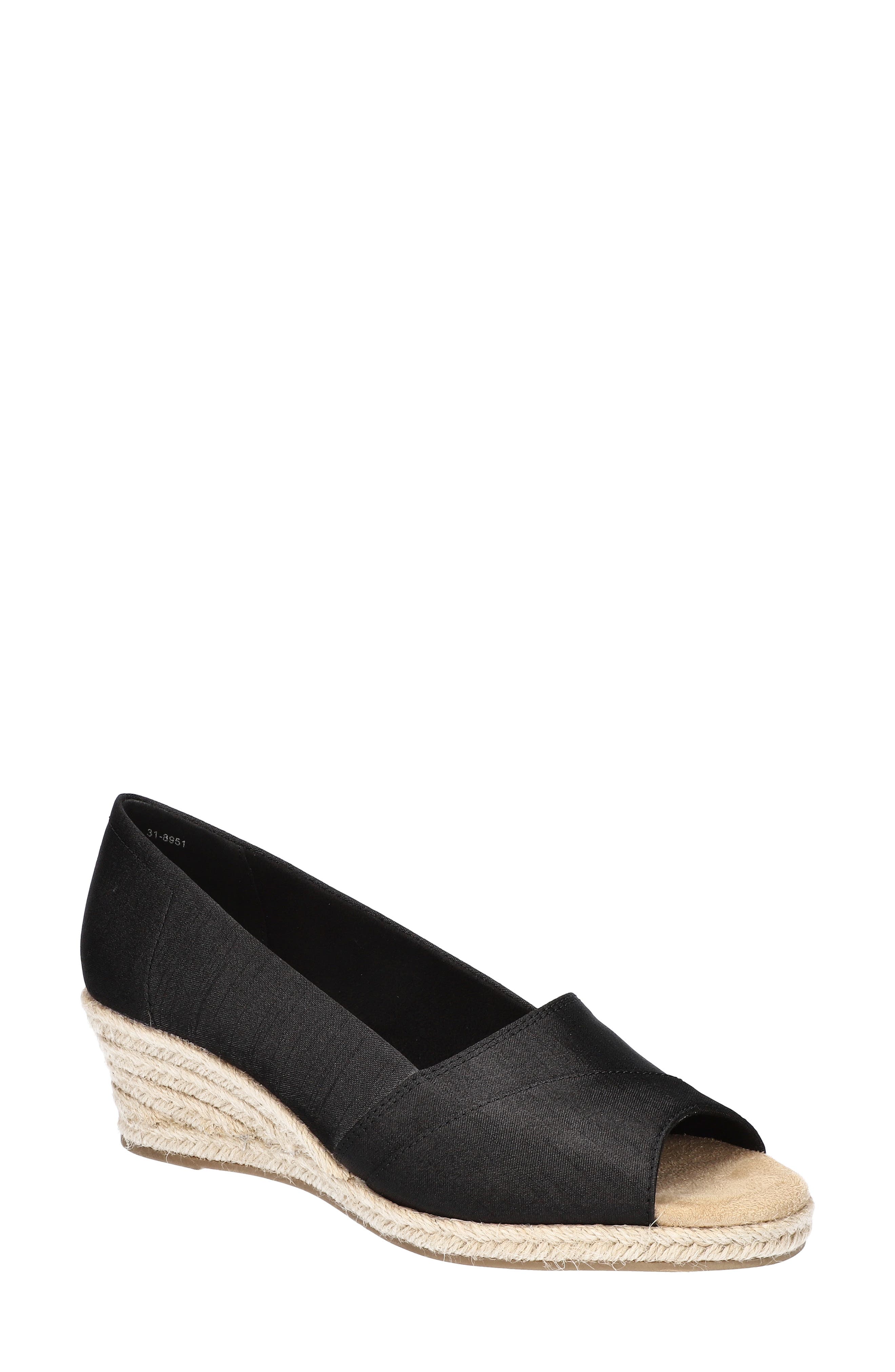 EASY STREET Jasper Espadrille Wedge Pump, Main, color, Black Thai Silk