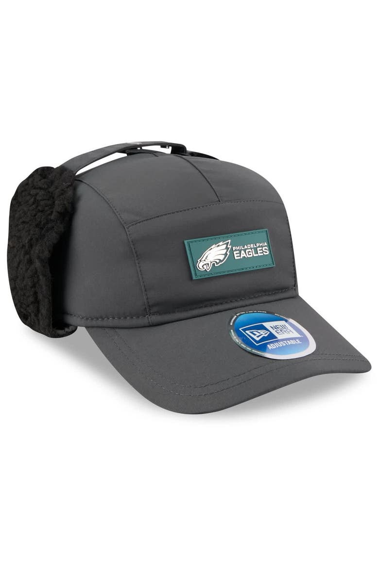 Men's New Era Charcoal Philadelphia Eagles 2025 Sideline Cold Weather Runner Dog Ear Adjustable Hat, Alternate, color, Charcoal