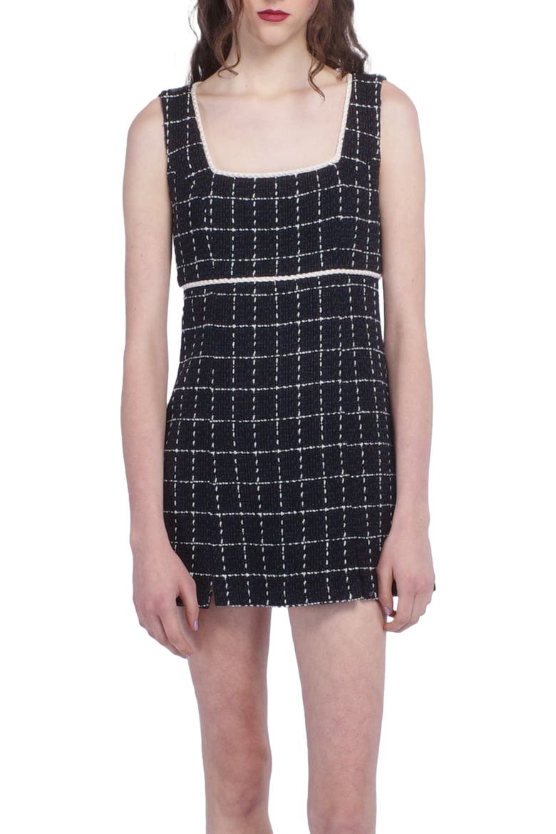 Windowpane Tweed Mini Dress, Alternate, color, DENIM MULTI