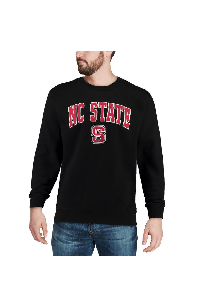 Men's Colosseum Black NC State Wolfpack Arch & Logo Crew Neck Sweatshirt, Alternate, color, Black