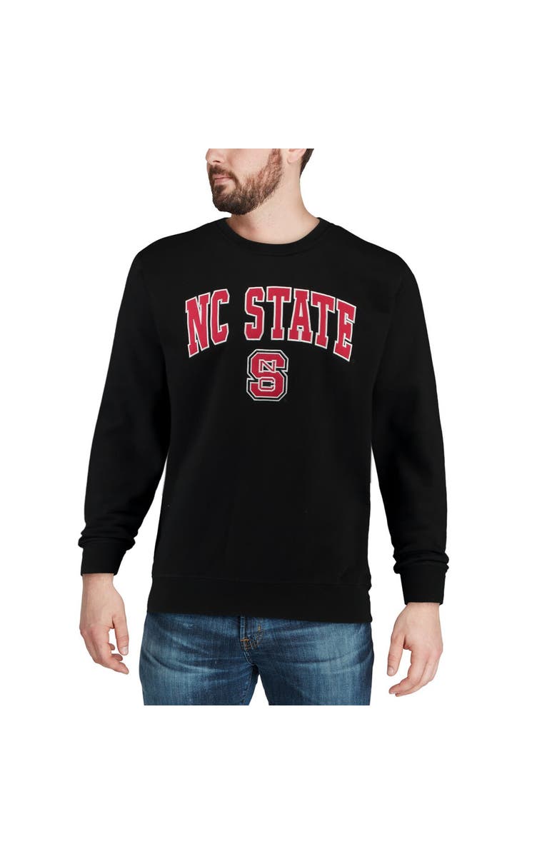 COLOSSEUM Men's Colosseum Black NC State Wolfpack Arch & Logo Crew Neck Sweatshirt, Alternate, color, Black