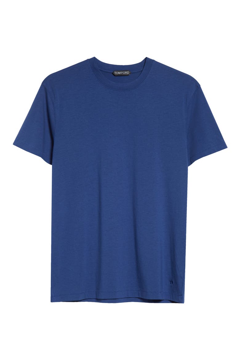Short Sleeve Lyocell & Cotton Crewneck T-Shirt, Alternate, color, PRUSSIAN BLUE