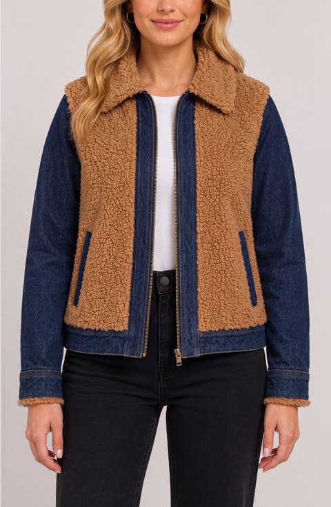 Faux Shearling & Denim Jacket