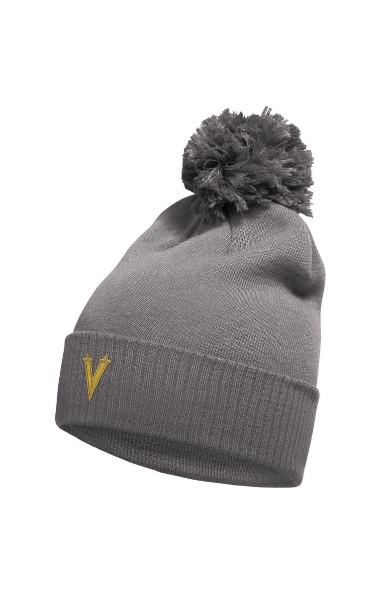 adidas Men's adidas Vegas Golden Knights Charcoal 2024 NHL Winter Classic Cuffed Knit Hat with Pom, Main, color, Charcoal