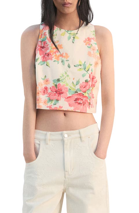 Floral Cotton Crop Tank