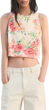 MANGO Floral Cotton Crop Tank