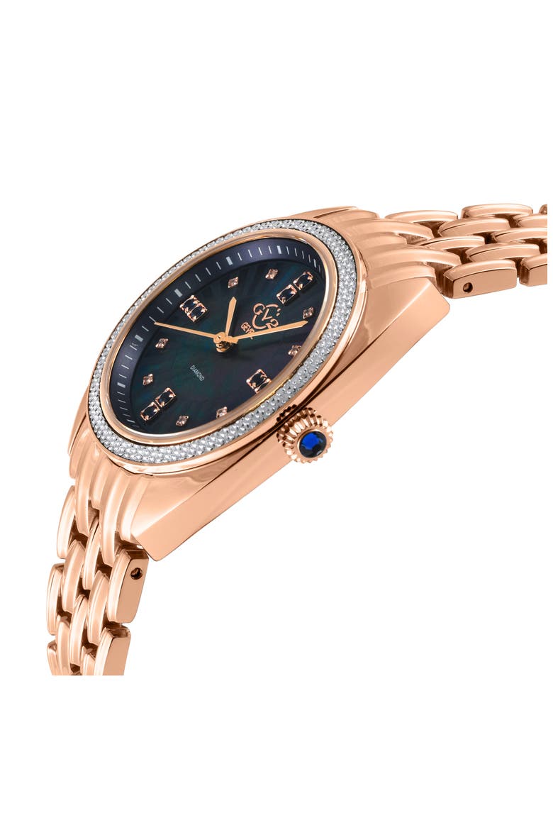 Palermo Blue Mother of Pearl Dial Diamond Bracelet Watch, 35mm - 0.04ct., Alternate, color, ROSE GOLD