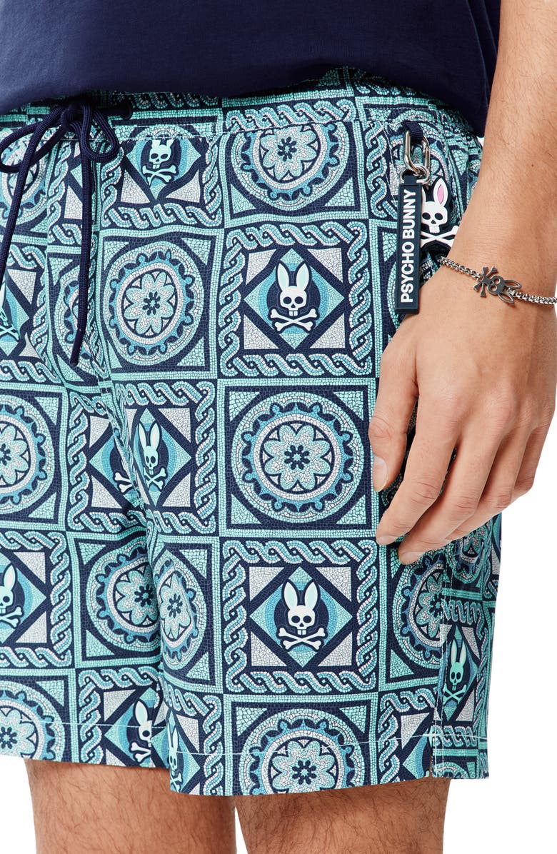Psycho Bunny Frank All Over Swim Trunks, Alternate, color, Cabbage