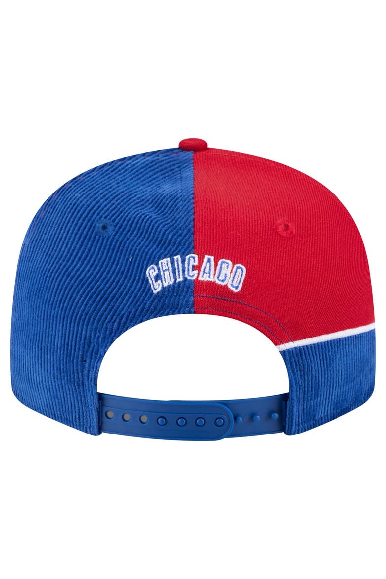 Men's New Era Royal/Red Chicago Cubs Retro Split Corduroy Snapback Hat, Alternate, color, Royal