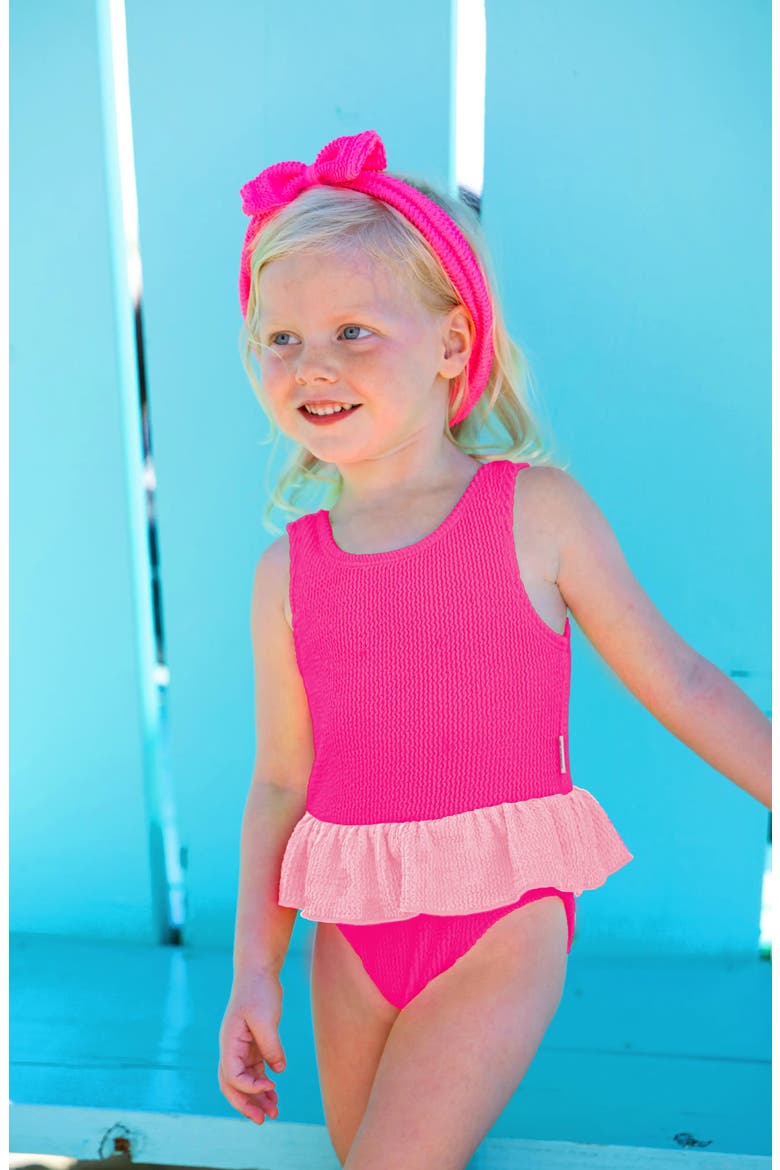 Crinkle Peplum One Piece, Alternate, color, Fuschia