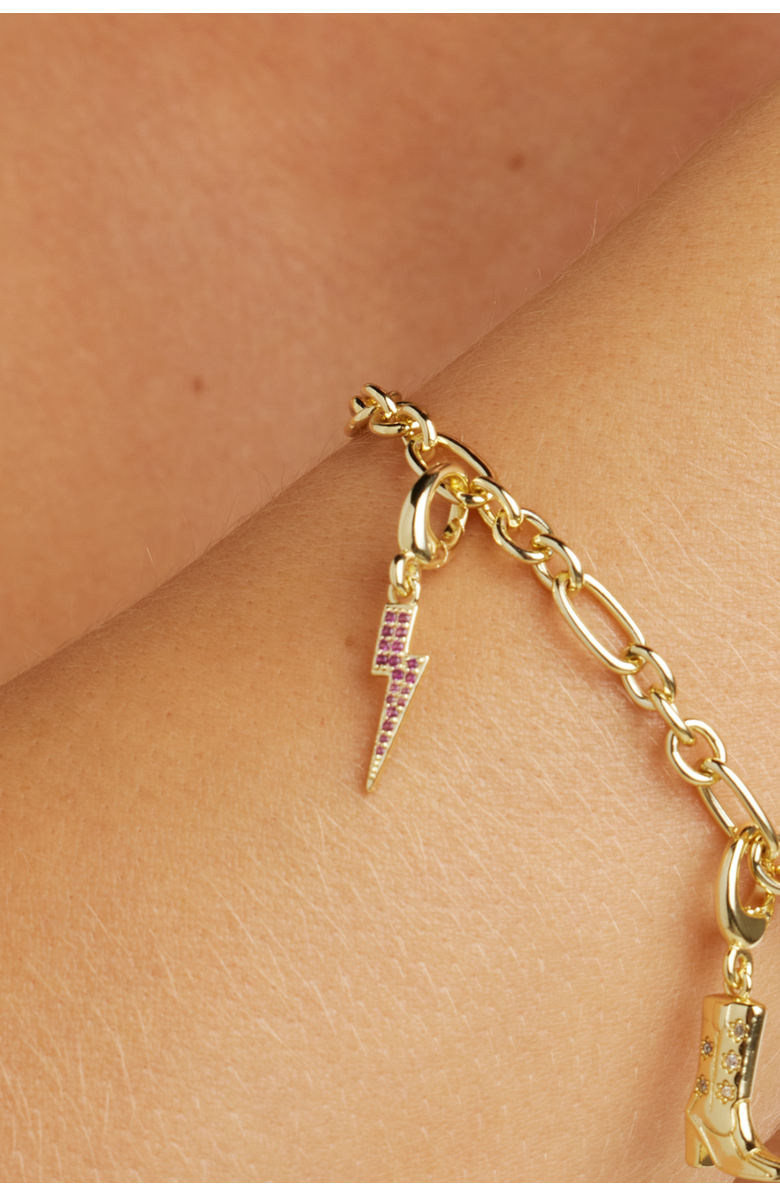 Untamed Petals Lightning Bolt Charm, Alternate, color, Gold