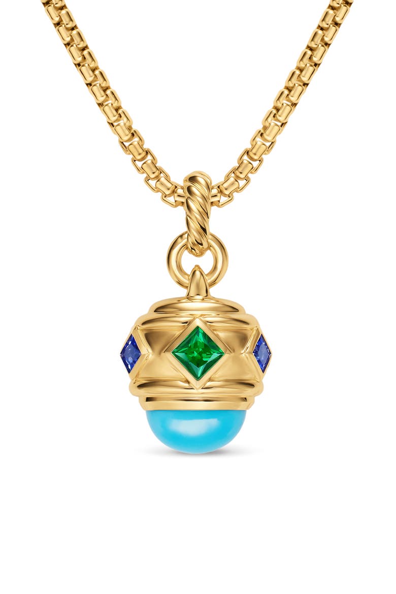Renaissance Amulet in 18K Yellow Gold, 29mm, Alternate, color, TANZANITE