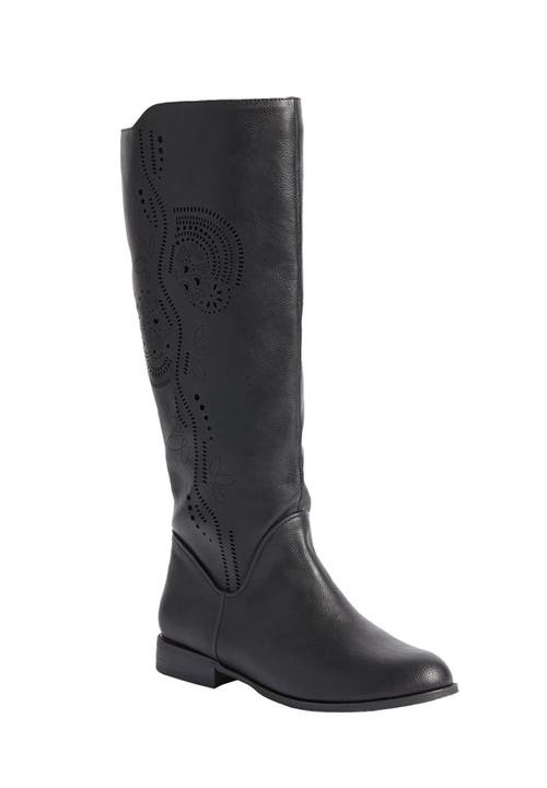 Comfortview The Lili Tall Wide Calf Boot In Black