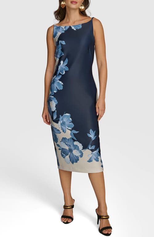 Donna Karan New York Floral Slipdress In Blue